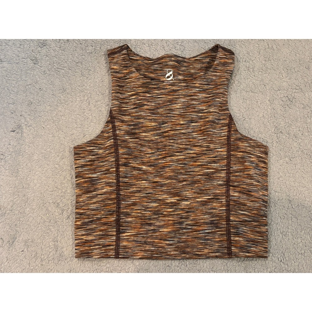 Lou & Grey Form Space Dye Crop Tank Top Brown Orange XS RN140923